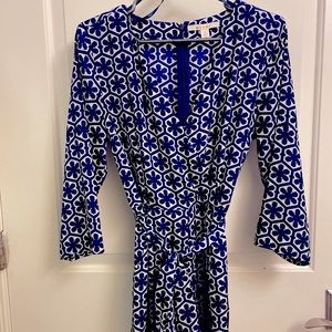 Blue and white short romper, size small